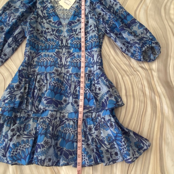 NEW! Sandro Linen Blend Mini Dress 3/4 Sleeves Blue Size 36 (or Small) - $520 - Picture 13 of 16